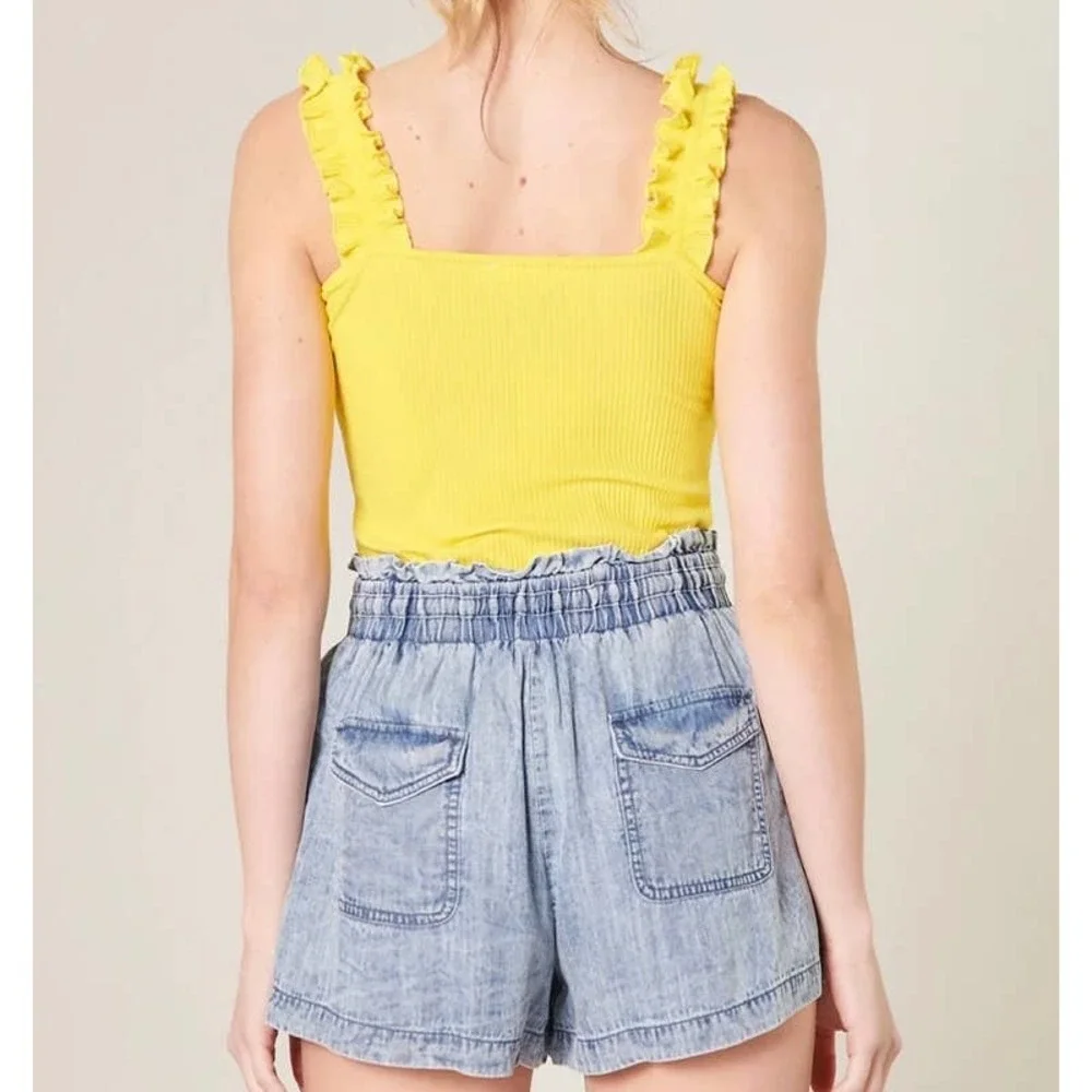 NEW Sugarlips High Roller Ruffle Strap Coastal Granola Rib Knit Tank - Picture 2 of 7